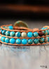 Boho Bracelet, Layers Leather Wrap Bracelet, 6 mm Jasper Stones